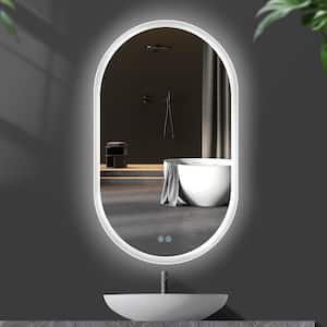 20 in. W x 32 in. H Oval Frameless Wall Bathroom Vanity Mirror with Anti-Fog in Silver