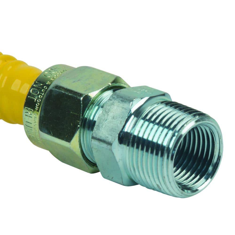 48" Yellow Polymer-Coated Stainless Steel Gas Connector