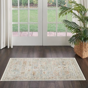 Oases Light Blue 3 ft. x 5 ft. Distressed Traditional Area Rug