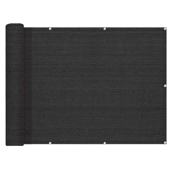 36 in. HDPE Black Plastic Balcony Privacy Fence with UV Protection Garden Fence, 90% Shade Netting