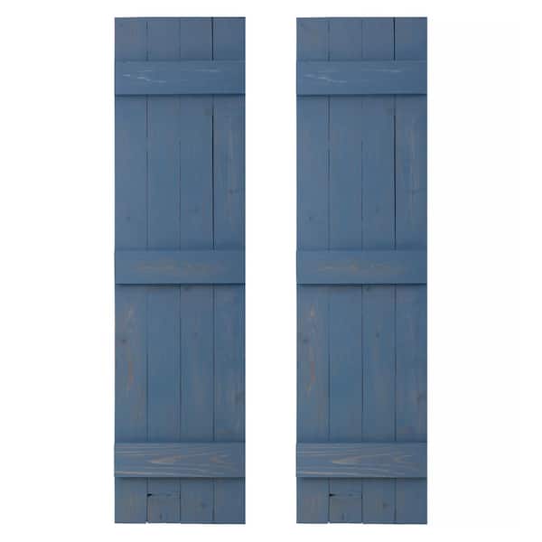 Dogberry Collections 14 in. x 48 in. Board and Batten Traditional Shutters Pair Provincial Blue