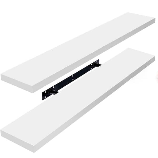 Unbranded 35 in. W x 9 in. D White Floating Decorative Wall Shelf (Set of 2)