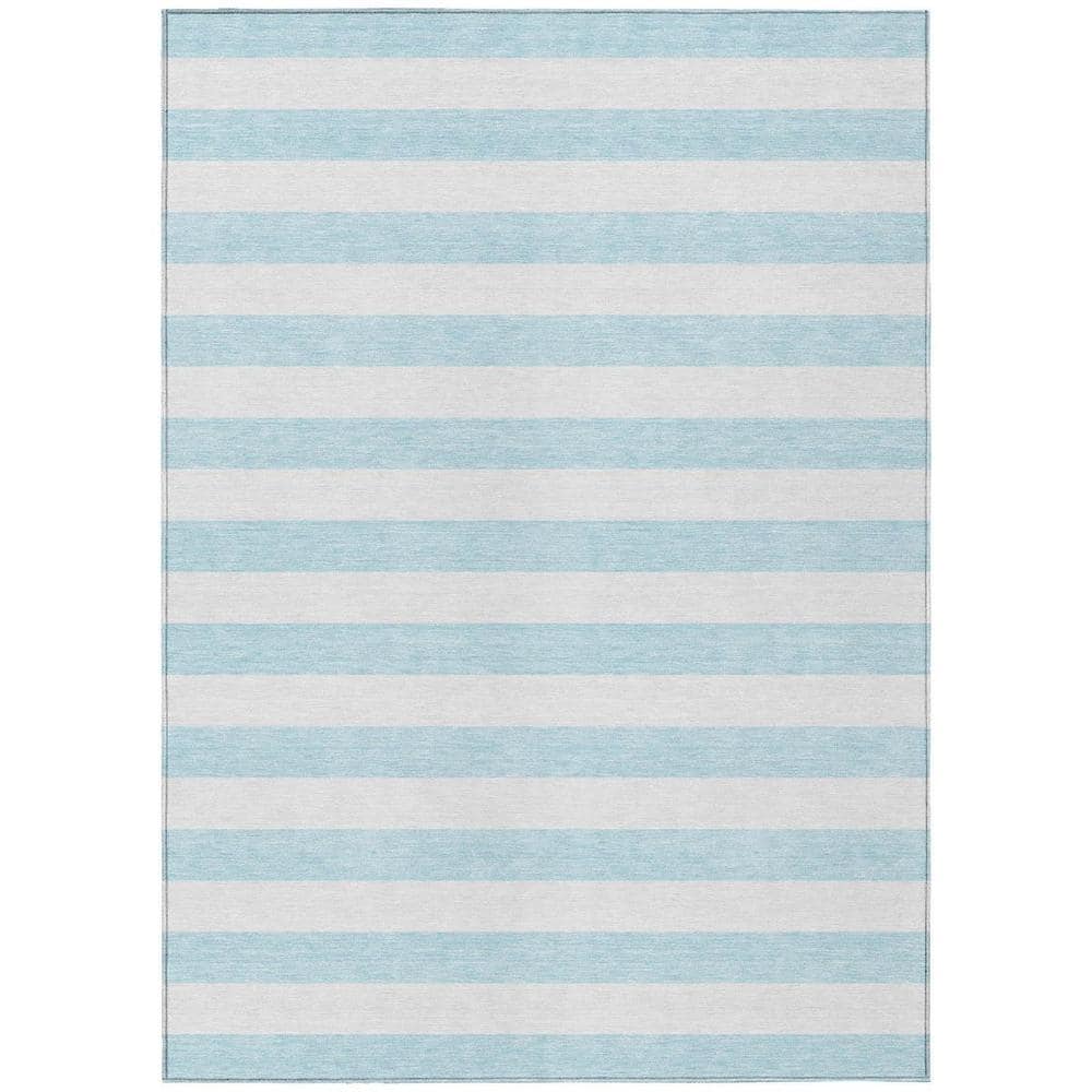 Sky Blue 3 ft. x 5 ft. Woven Striped Polyester Rectangle Indoor/Outdoor Area Rug price history on PriceWatchPro