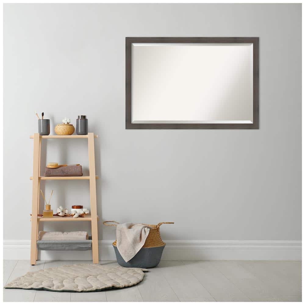 Hardwood Chocolate Rectangular Bathroom Vanity Wall Mirror