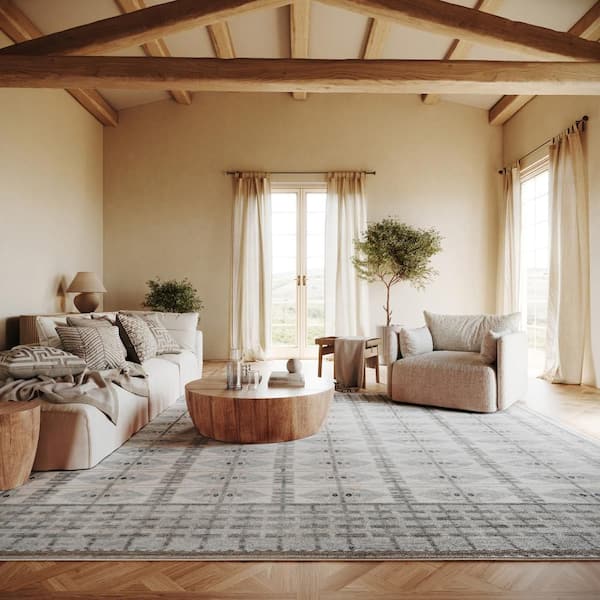 3 ft. x 5 ft. Light Blue Drusilae Abstract Washable Indoor Area Rug