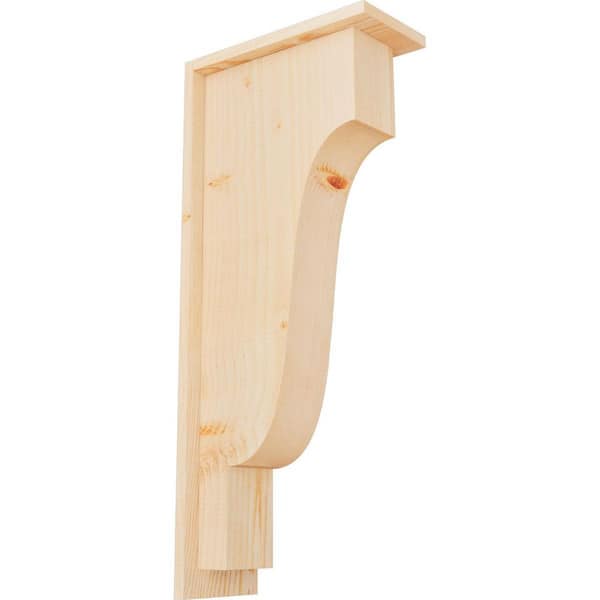Ekena Millwork 5-1/2 in. x 12 in. x 28 in. Douglas Fir Newport Smooth Corbel with Backplate