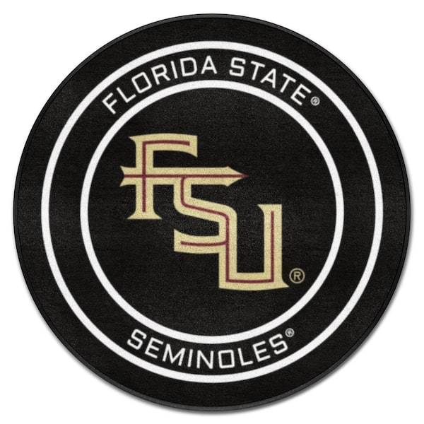 FANMATS Florida State Black 2 ft. Round Hockey Puck Accent Rug