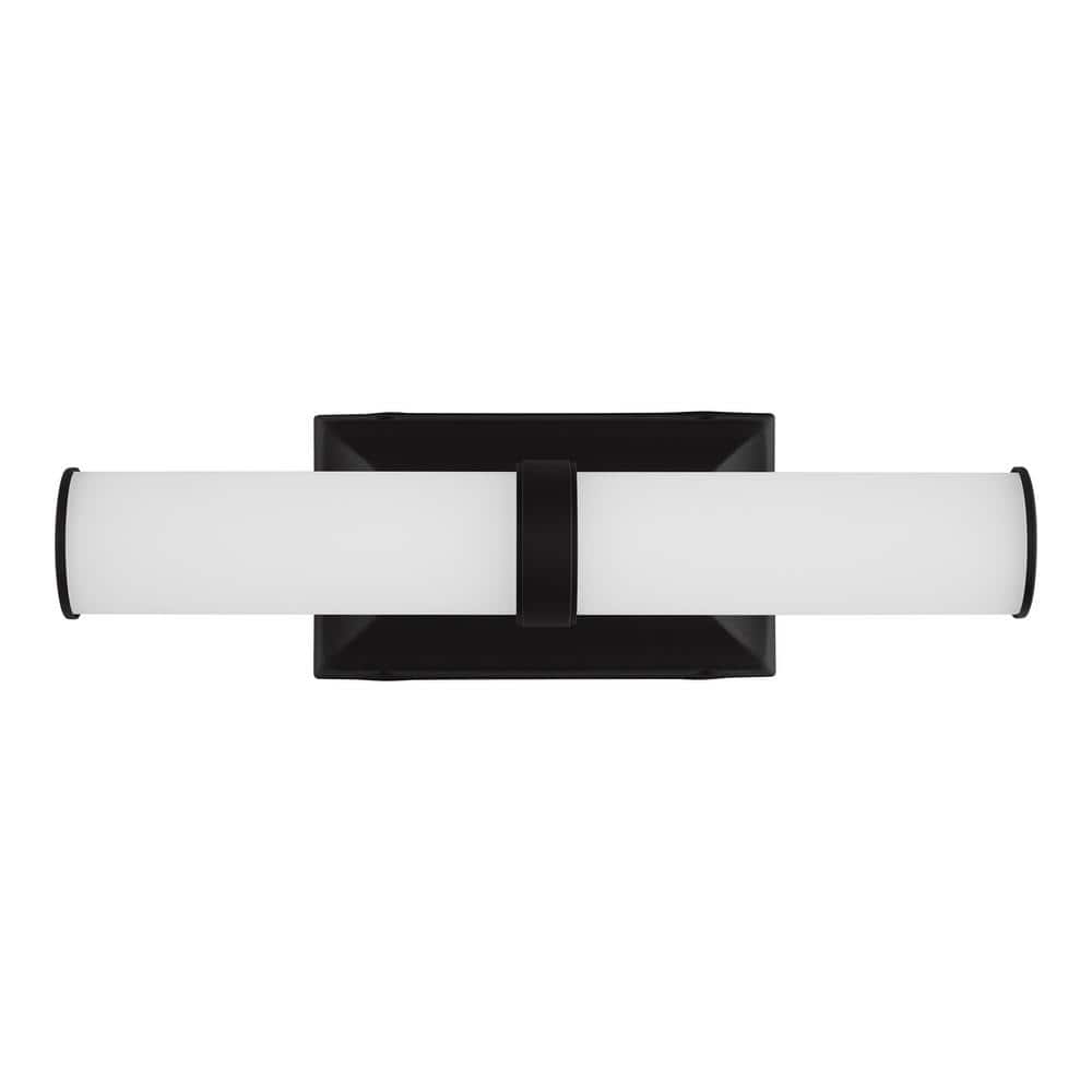 Rolande 16 in. 1-Light Coal LED Bathroom Vanity Light Bar with Etched White
