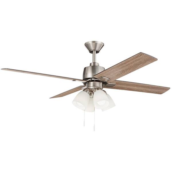 Hampton Bay Malone 54 in LED Brushed Nickel Ceiling Fan with Light Kit 