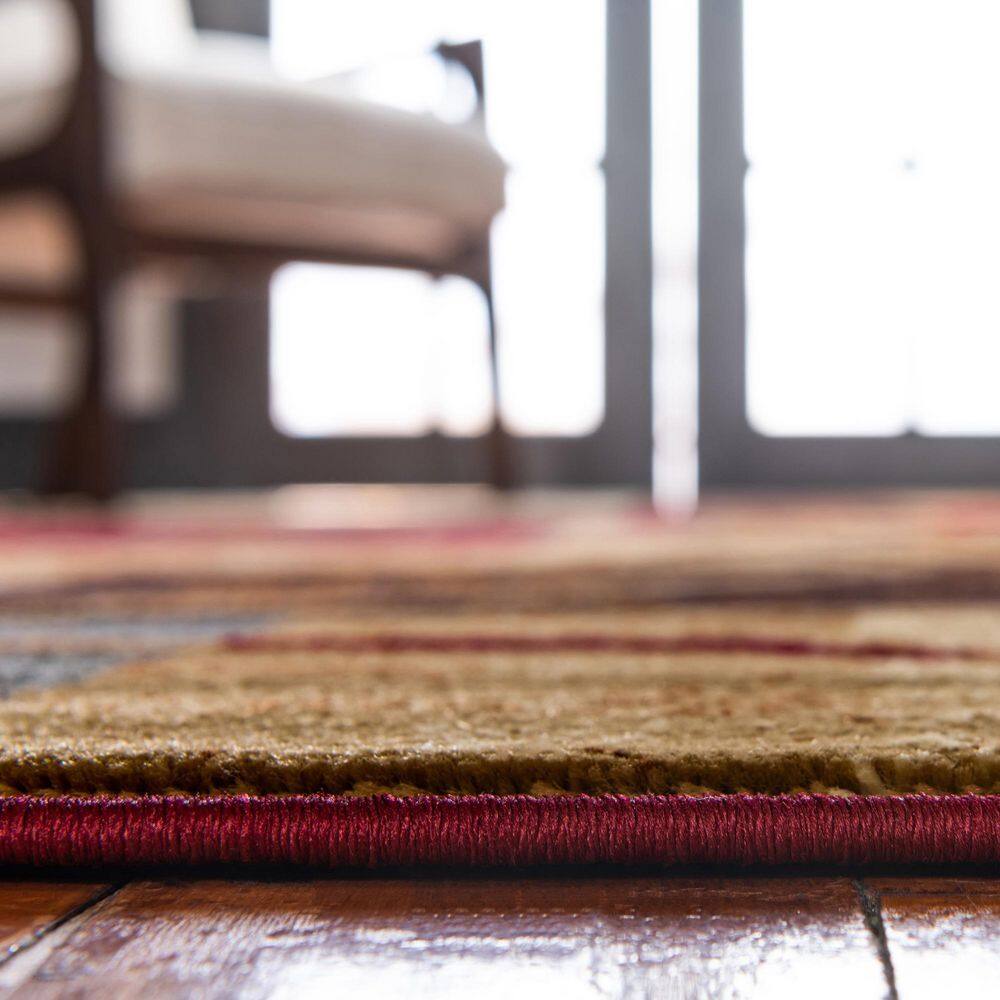 Colorful Abstract Rectangular Synthetic Area Rug