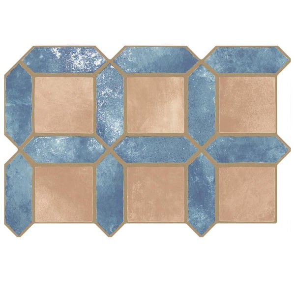 Picket Arendel Blue with Terra Square 7 in. x 8 in. Porcelain Floor and Wall Take Home Tile Sample