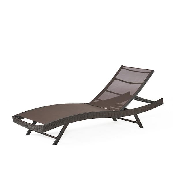 Noble House Jordan Multi Brown 2-Piece Faux Rattan Outdoor Patio Chaise Lounge