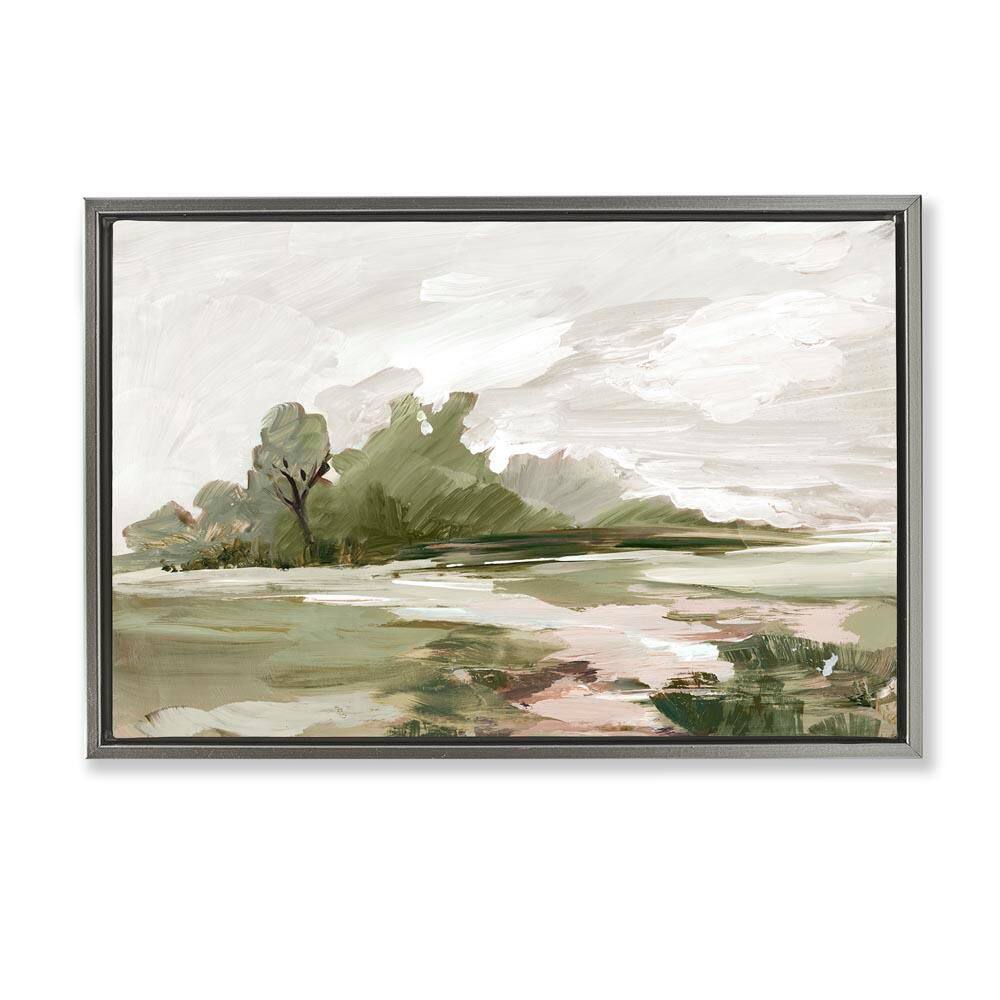 Countryside with Distant Trees by Lera Gray Floater Frame Nature Graphic Art Print 21 in. x 31 in.