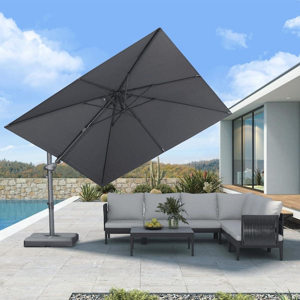 bed bath patio umbrella PURPLE LEAF Sturdy Heavy-duty Patio Cantilever Offset Umbrella with 360-degree Rotation