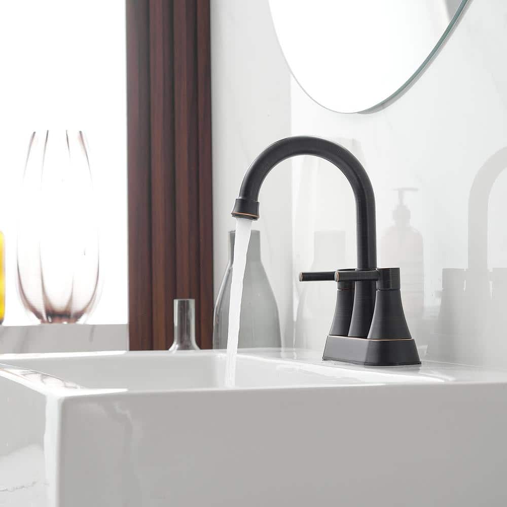 Oil Rubbed Bronze 4-Inch Centerset 2-Handle High-Arc Bathroom Faucet
