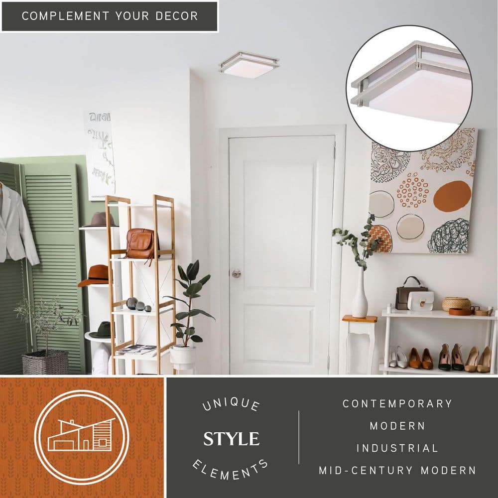 Horizon 12" Satin Nickel LED Flush Mount Ceiling Light