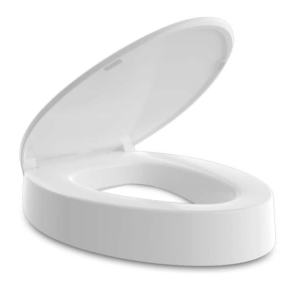 3 Inch Elevated Elongated Toilet Seat in White, Heavy Duty Raised Toilet Seat Riser for Seniors, Slow Close Feature,