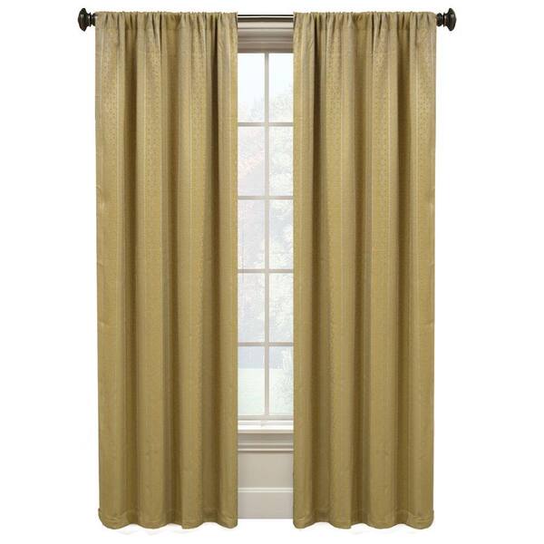 Unbranded Matte Paisley 84 in. L Gold Rod Pocket Curtain