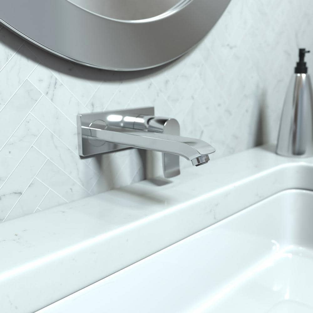 Chrome Wall Mounted Single Handle Bathroom Faucet