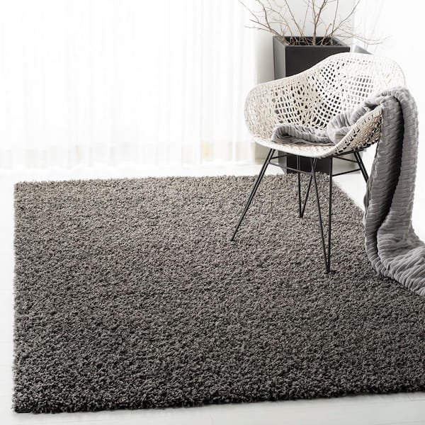 Athens Shag Dark Gray Doormat 3 ft. x 5 ft. Solid Area Rug