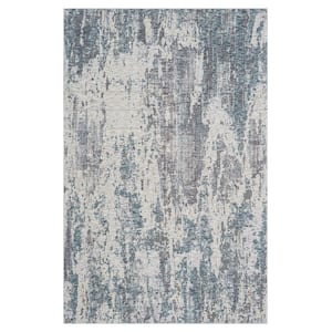 Alaya Blue/Gray/Ivory 7 ft. 9 in. x 9 ft. 9 in. Abstract Performance Area Rug