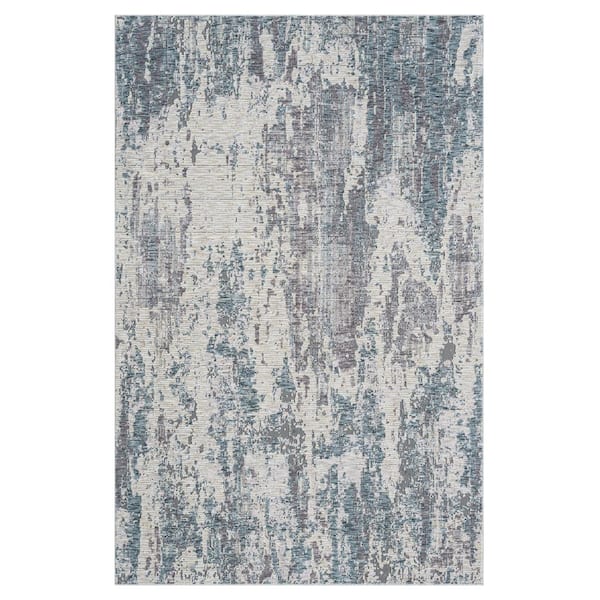 LR Home Alaya Blue/Gray/Ivory 2 ft. x 3 ft. Abstract Performance Area Rug
