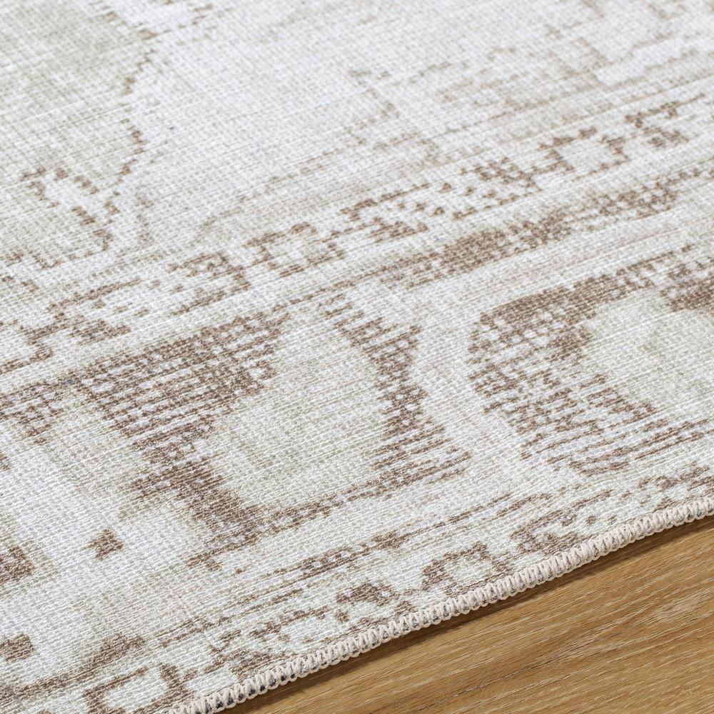 Light Gray Synthetic Medallion Washable Rectangular Area Rug
