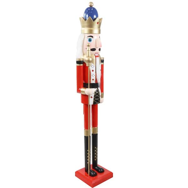 Sunnydaze 48 in. Sunnydaze Balthazar the Protector Indoor Christmas Nutcracker Statue in Red