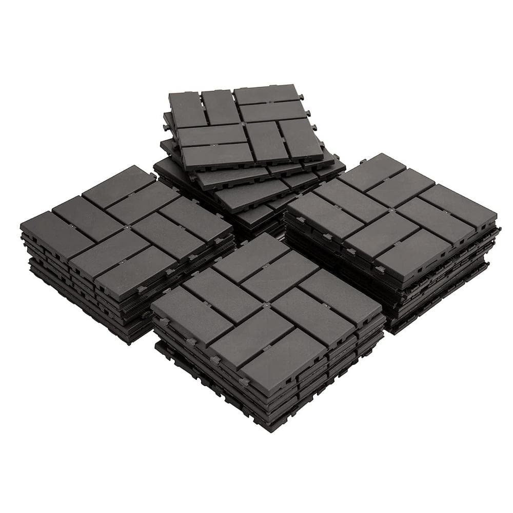 12 in. x 12 in. Gray Square Composite Decking Tiles, 4 Slat Plastic Outdoor Flooring Tile All Weather (Pack of 36) price history on PriceWatchPro