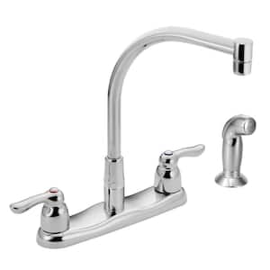 Commercial 2-Handle Side Sprayer Kitchen Faucet in Chrome