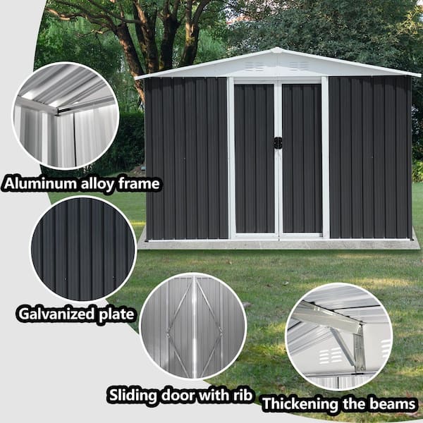 Clihome 8 ft. W x 6 ft. D Outdoor Metal Storage Shed with