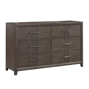 Brown 6-Drawer 61.9 in. W Dresser Without Mirror