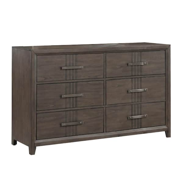 Benjara Brown 6-Drawer 61.9 in. W Dresser Without Mirror