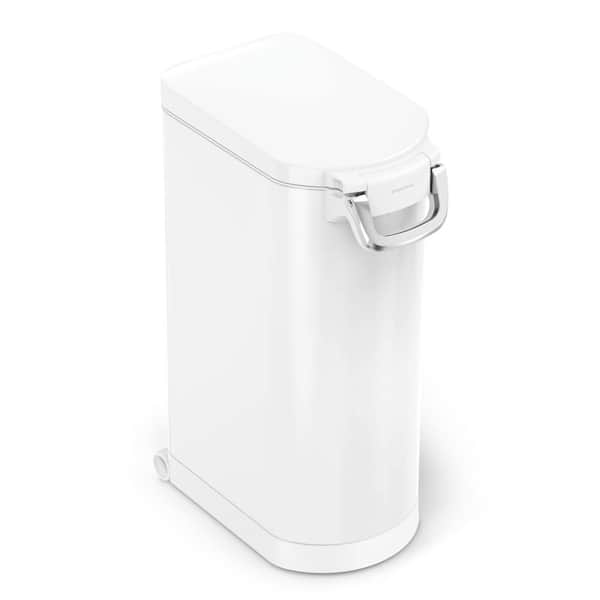 35L X-Large Pet Food Can, Storage Container with Magnetic Scoop, White Stainless Steel