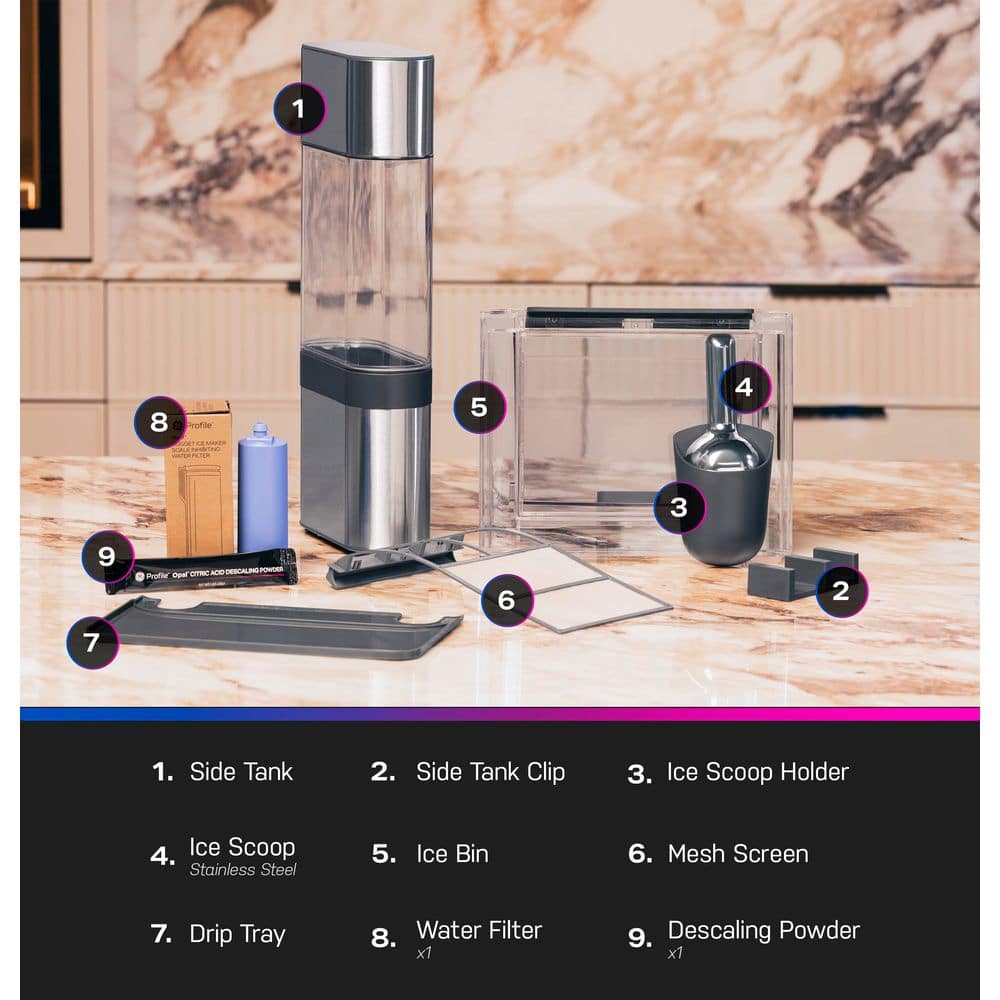 GE Profile Profile Opal 2.0 38 lbs. Ultra Nugget Ice Maker with Side Tank & Scale Inhibiting Filter, with Wifi in Black