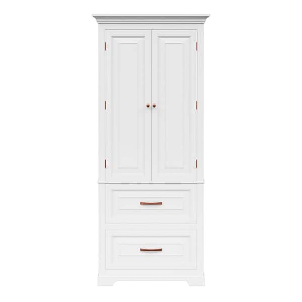 St. James 24 in. W x 16 in. D x 62.25 in. H White Bathroom Storage Linen Cabinet with 2-Door 2-Drawer