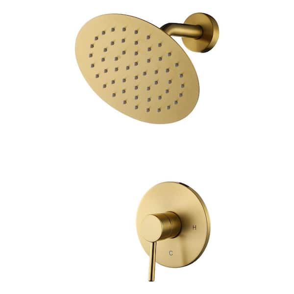 Single Handle 1-Spray Shower Faucet 1.8 GPM with Pressure Balance Valve in Gold