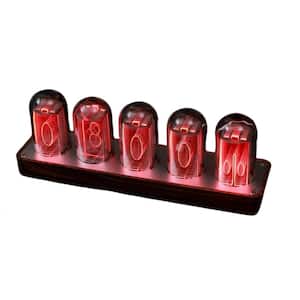 Nixie Tube Clock with Wi-Fi Sync, Alarm and Timer, 12/24H Display, No Assembly Required, Wood Grain