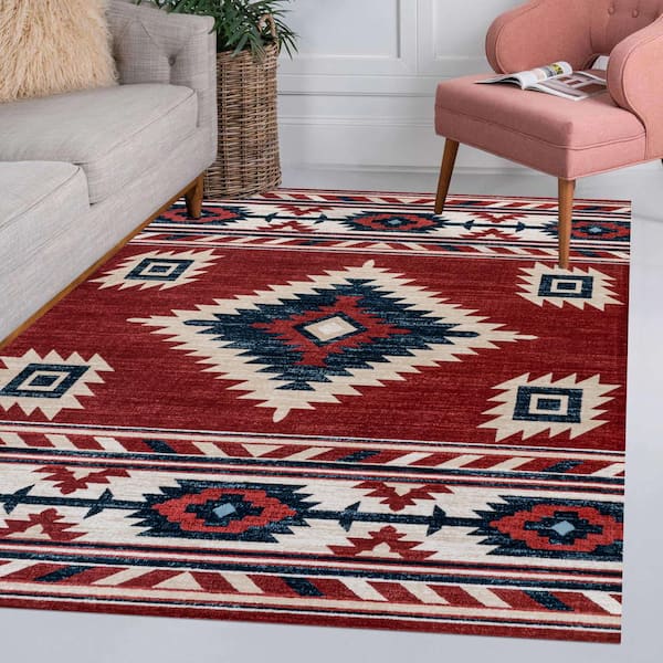 Home Dynamix Sagrada Southwest Area Rug , 7'8 x 10'7 inch ,  Black/Red/Ivory