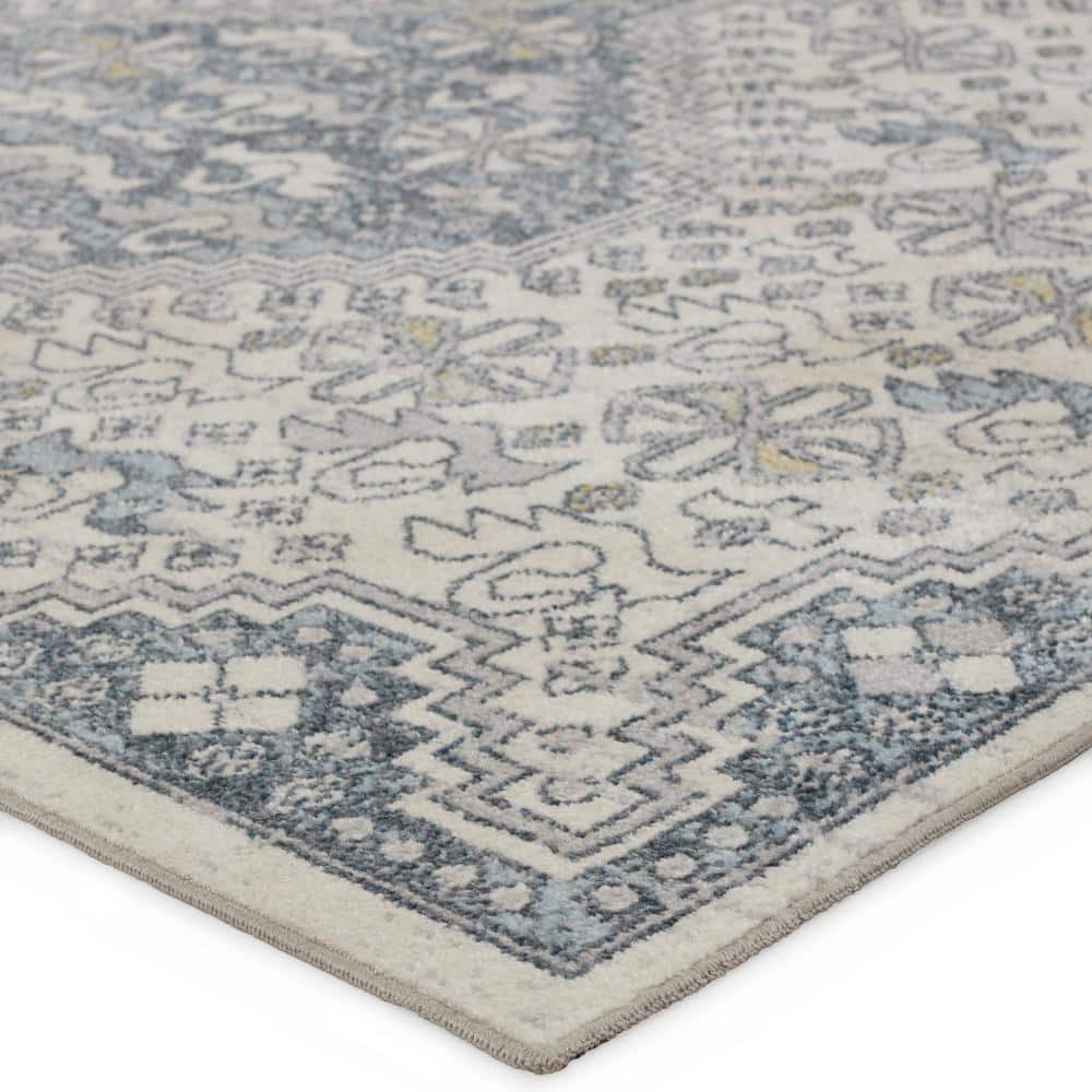 Nadine Chic Cream & Blue Medallion Tufted Area Rug