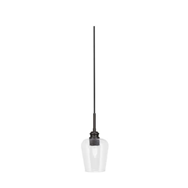 Unbranded Albany 60-Watt 1-Light Espresso Pendant Mini Pendant Light Clear Bubble Glass and Light Bulb Not Included