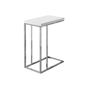 Jasmine 25.25 in. Glossy White with Chrome Metal Accent Table