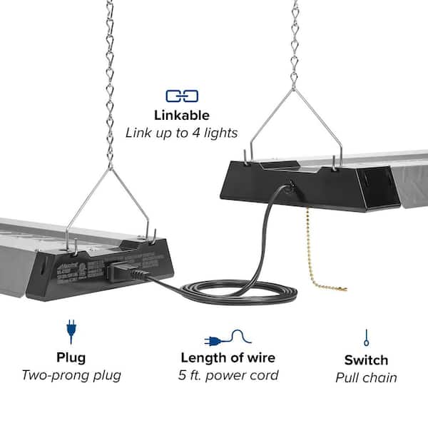 Maxxima 4 ft. 100-Watt LED Shop Light Fixture, Linkable, Frosted
