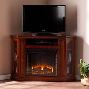 Hudson 48 in. W Convertible Media Electric Fireplace in Brown Mahogany