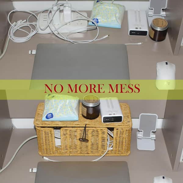 Pulchrum Cable Management Box, Rattan Cord Organizer Box - View #9