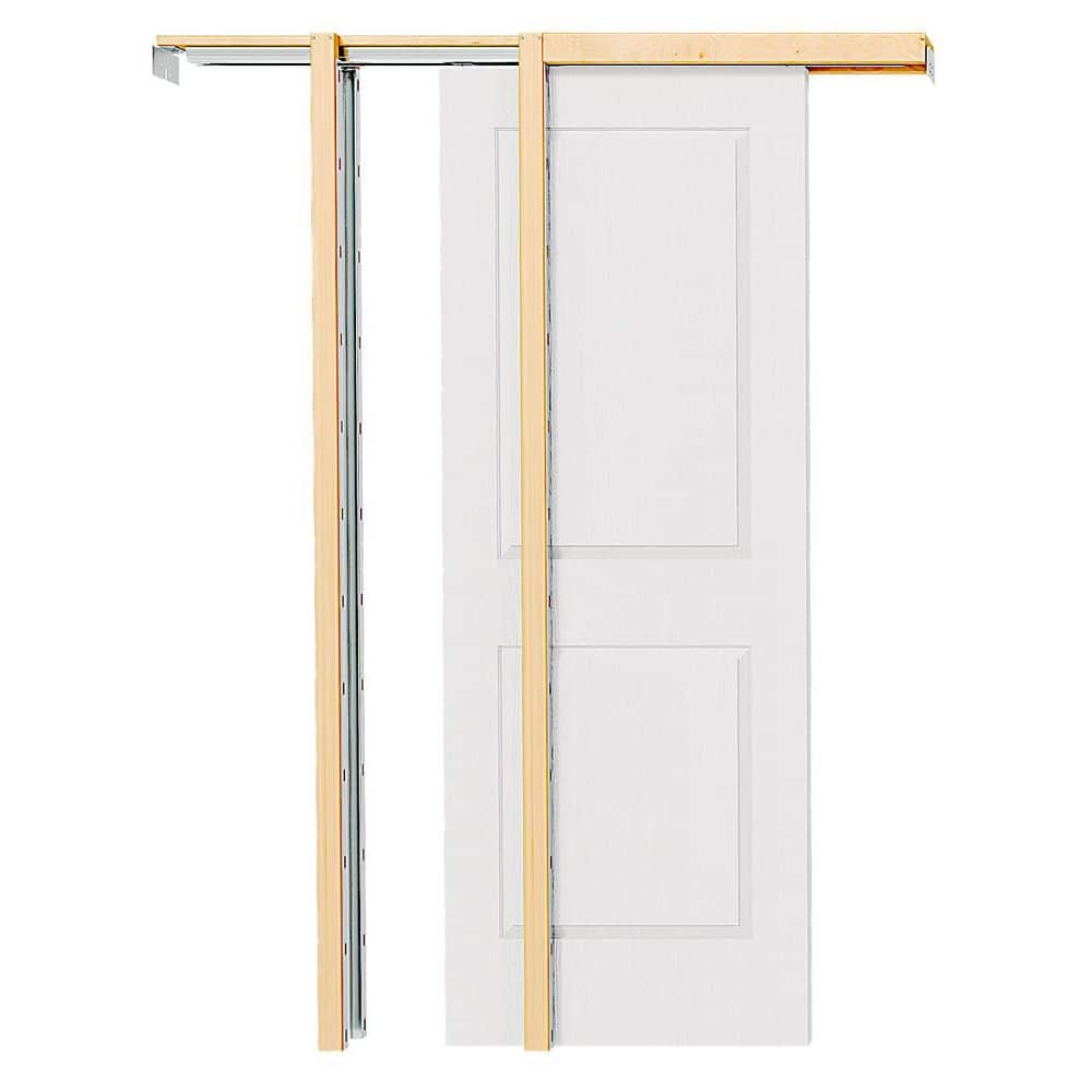 64 in. x 80 in. 5-Panel, Hollow Core, Composite, White Primed, Pocket Sliding Door with Pocket Door Hardware Kit price history on PriceWatchPro