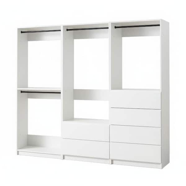 Prosper 96 in. W White Tower System Freestanding-Shelf Walk-in Wood Closet System