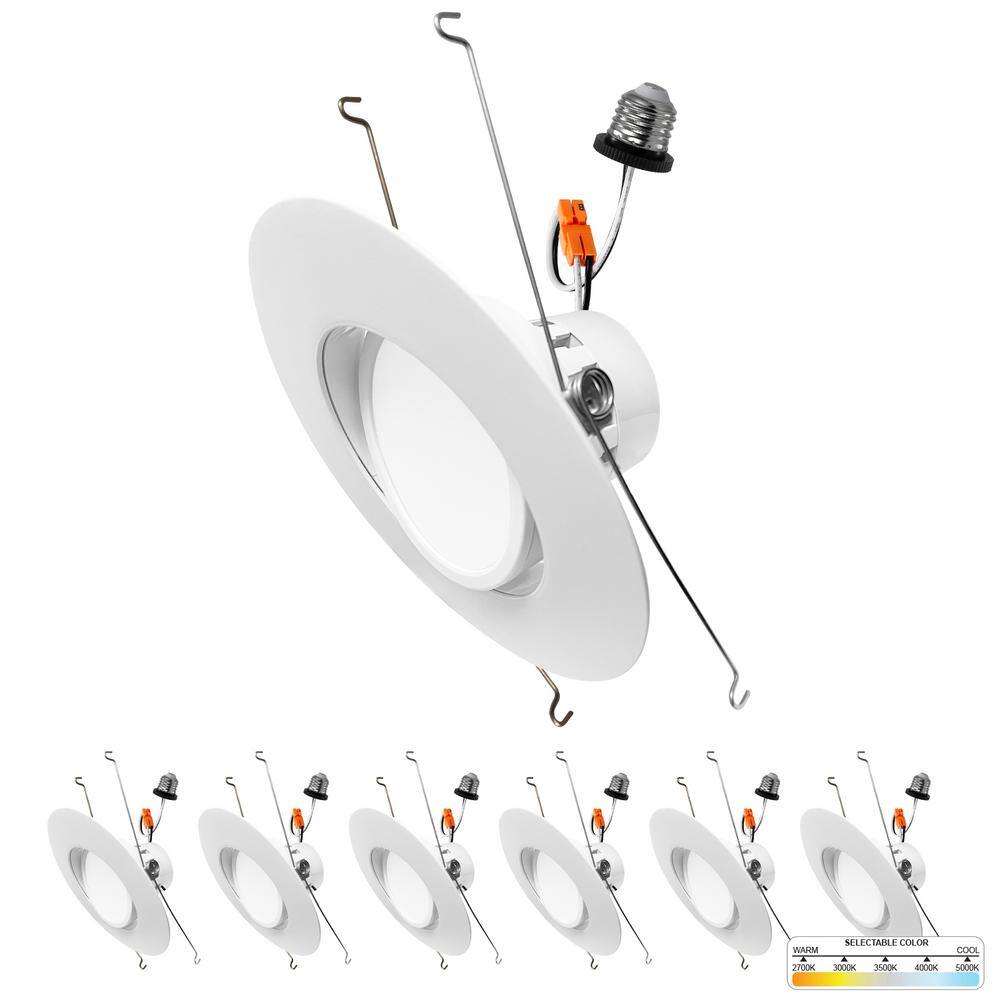 NuWatt 6 in. LED White Adjustable Retrofit Recessed Housing 5 CCT 2700K5000K IC Rated Remodel