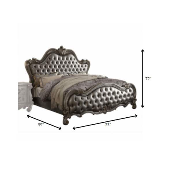 HomeRoots Amelia Silver Wood Frame Queen Platform Bed with Upholstered