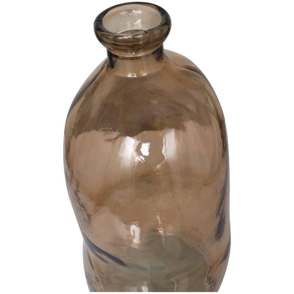 Handcrafted Round Brown Glass Floor Vase